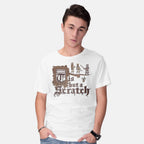 Model wearing white A Scratch – Movie Graphic T-Shirt