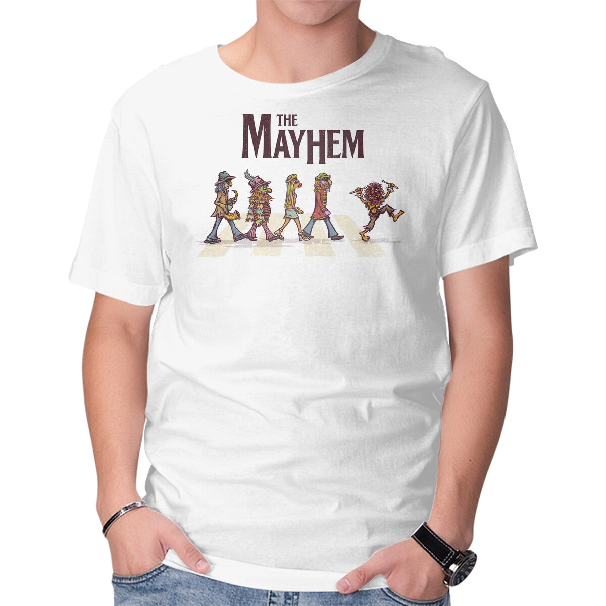 The Mayhem – Music Graphic T-Shirt in white, product display