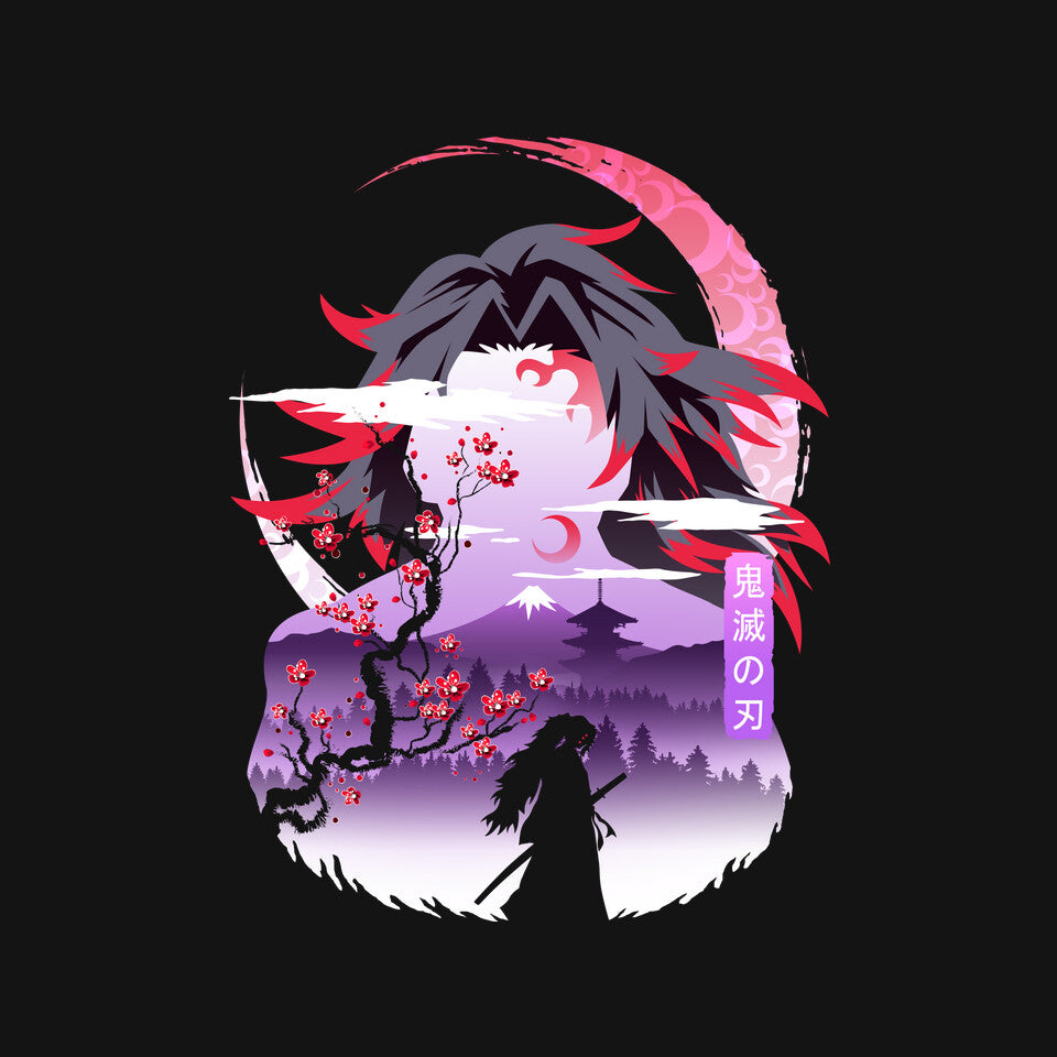 Red Moon Breathing – Anime Graphic T-Shirt design artwork for black graphic T-shirt