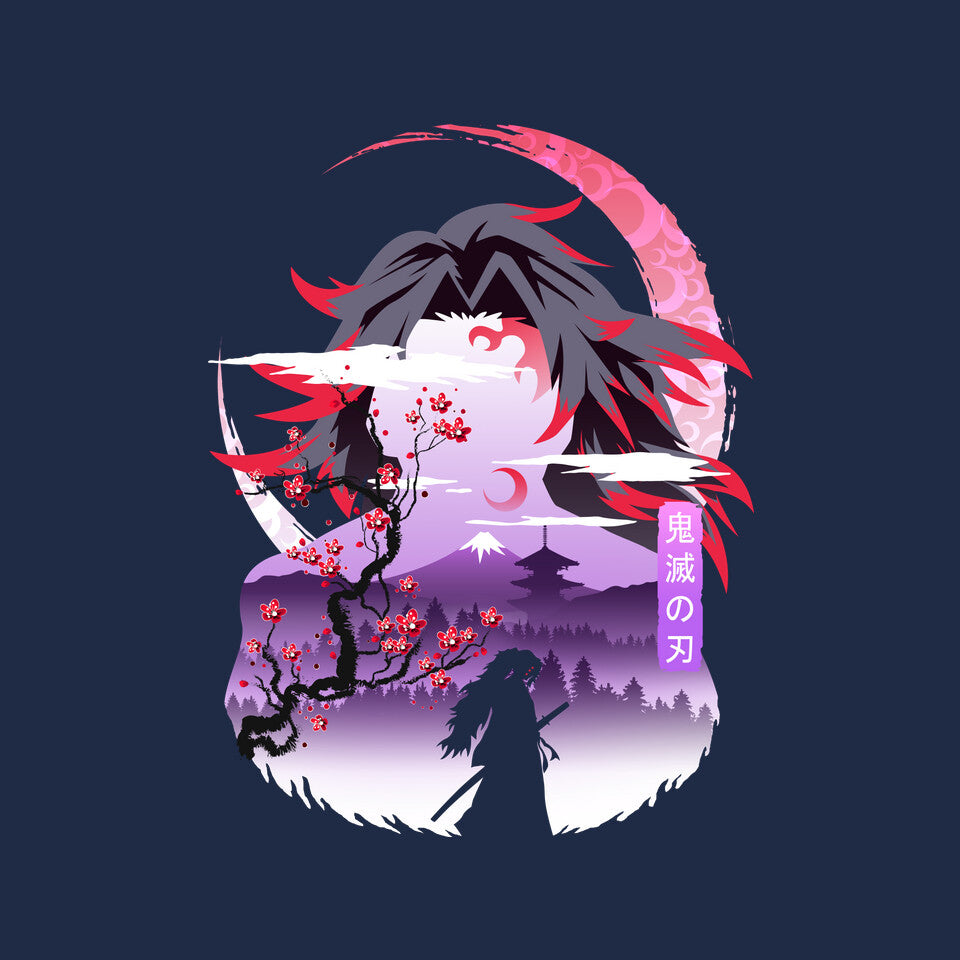 Red Moon Breathing – Anime Graphic T-Shirt design artwork for navy graphic T-shirt