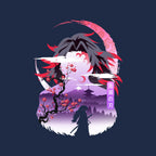 Red Moon Breathing – Anime Graphic T-Shirt design artwork for navy graphic T-shirt