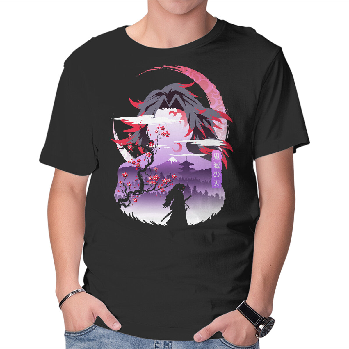 Red Moon Breathing – Anime Graphic T-Shirt in black, product display