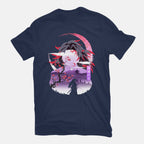 Red Moon Breathing – Anime Graphic T-Shirt in navy, flat-lay product view