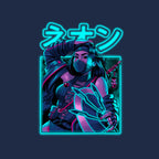 Mortal Neon – Gaming Graphic T-Shirt design artwork for navy graphic T-shirt