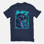 Mortal Neon – Gaming Graphic T-Shirt in navy, flat-lay product view
