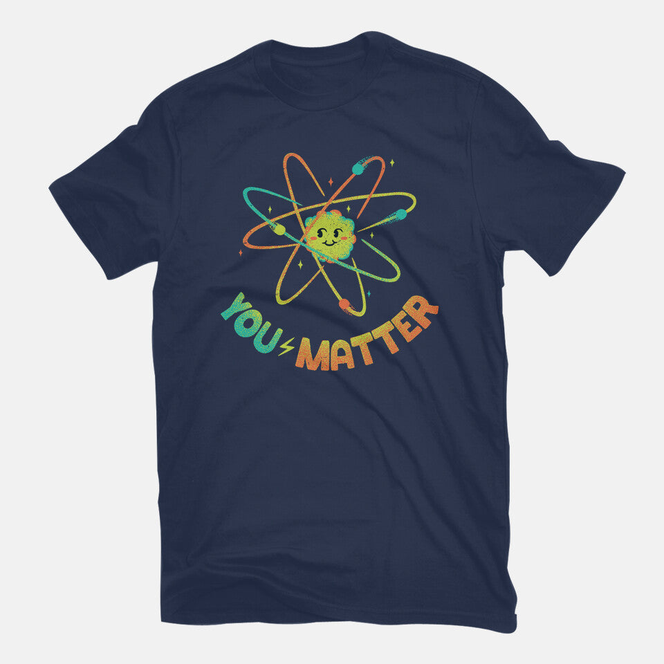 You Matter Atom Science Graphic T-Shirt in navy, flat-lay product view