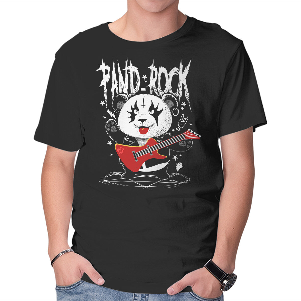 Pand-Rock – Music Graphic T-Shirt in black, product display