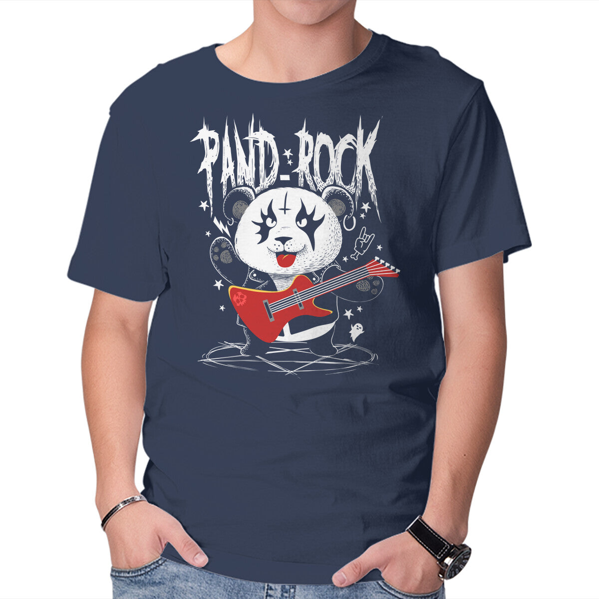 Pand-Rock – Music Graphic T-Shirt in navy, product display