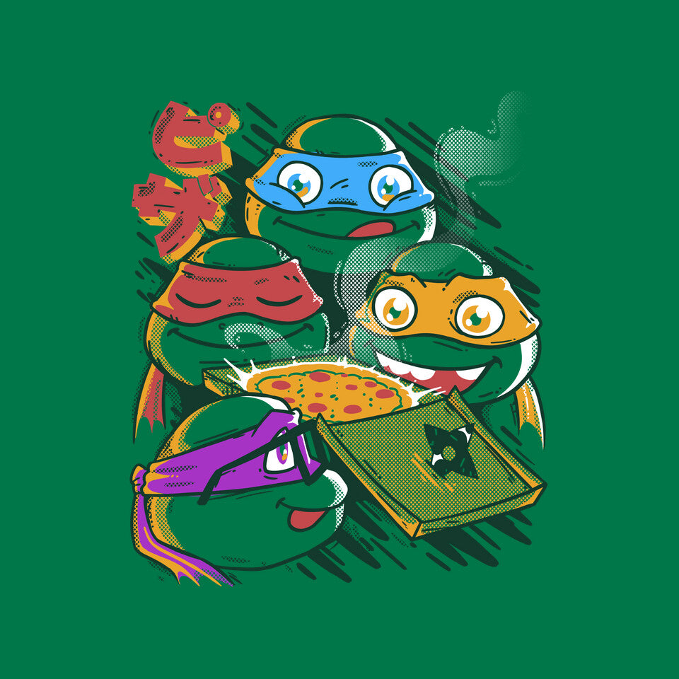Pizza Speel Graphic T-Shirt design artwork for green graphic T-shirt