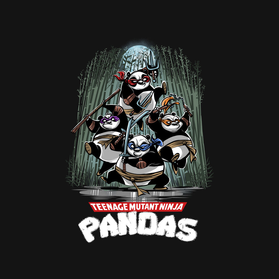 Teenage Mutant Ninja Pandas Graphic T-Shirt design artwork for black graphic T-shirt