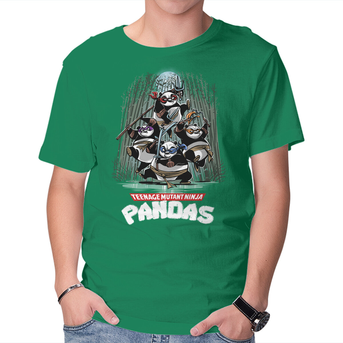 Teenage Mutant Ninja Pandas Graphic T-Shirt in green, product display