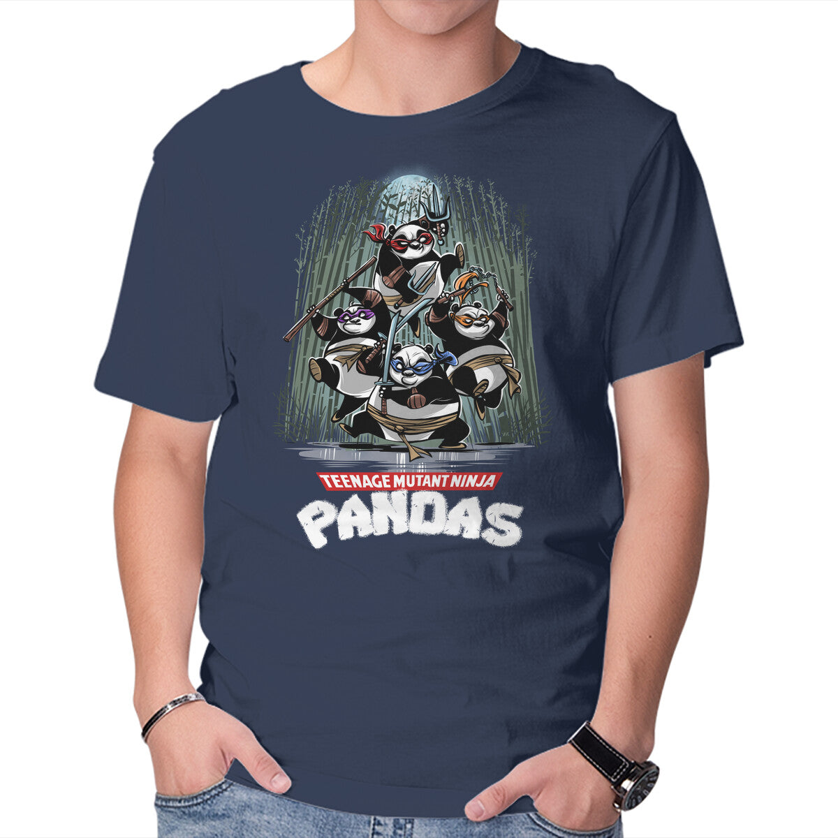 Teenage Mutant Ninja Pandas Graphic T-Shirt in navy, product display