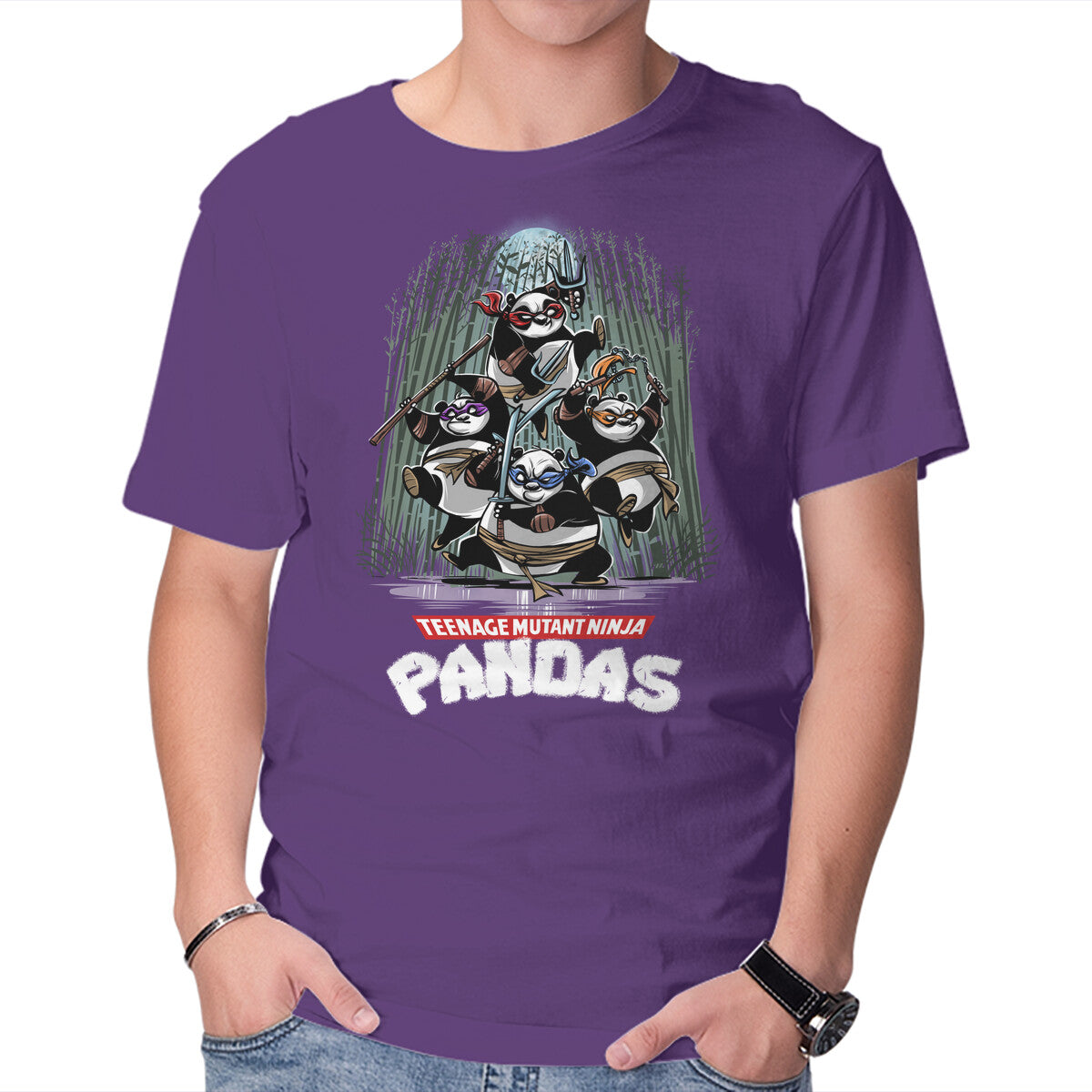 Teenage Mutant Ninja Pandas Graphic T-Shirt in purple, product display