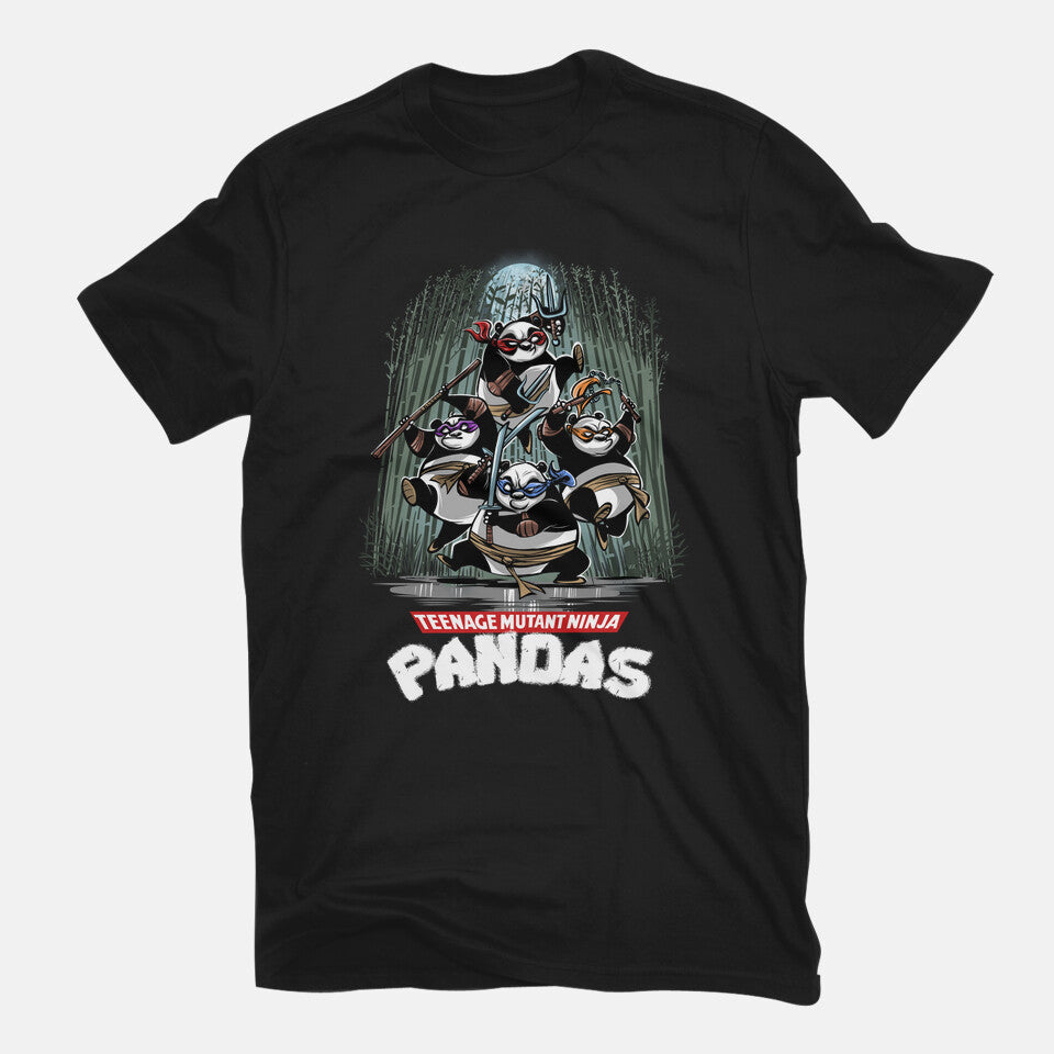 Teenage Mutant Ninja Pandas Graphic T-Shirt in black, flat-lay product view