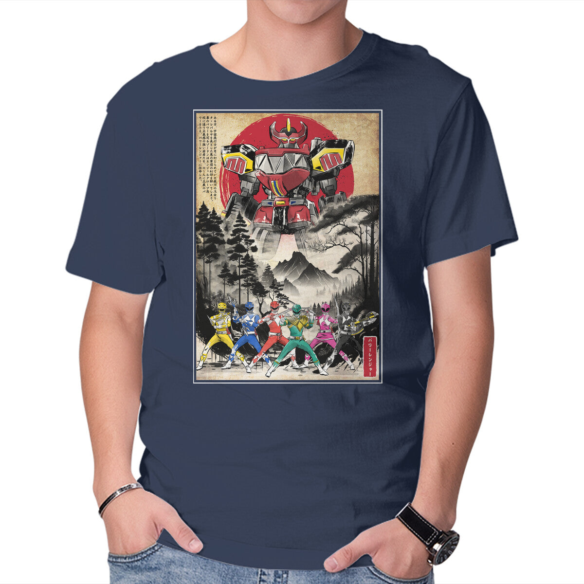 Rangers In Japan Woodblock Graphic T-Shirt in navy, product display