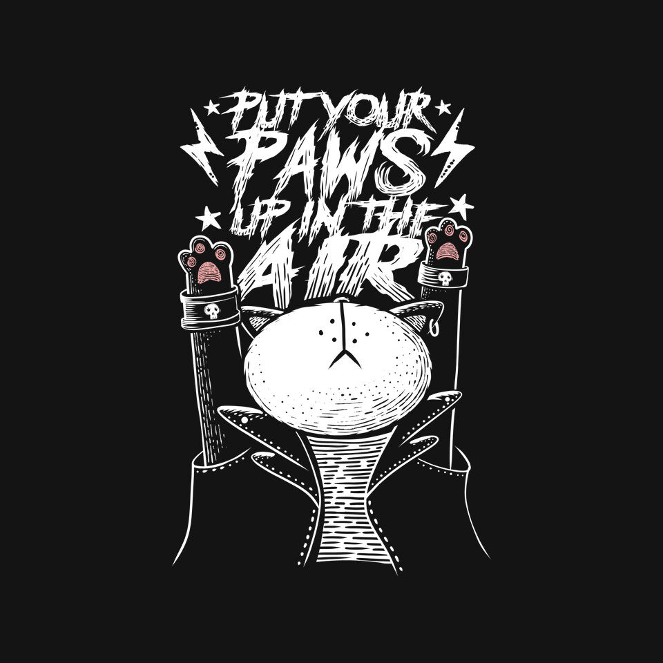 Put Your Paws Up – Cat Graphic T-Shirt design artwork for black graphic T-shirt
