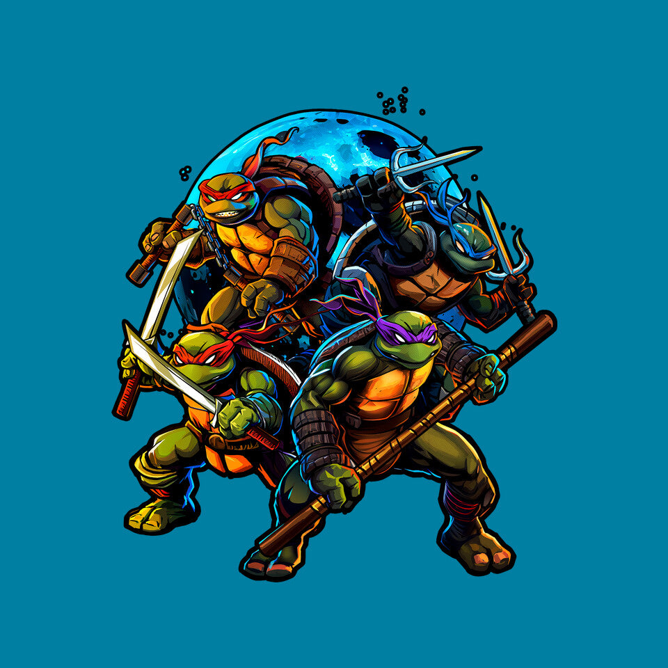 Classic Ninjas Graphic T-Shirt design artwork for turquoise graphic T-shirt