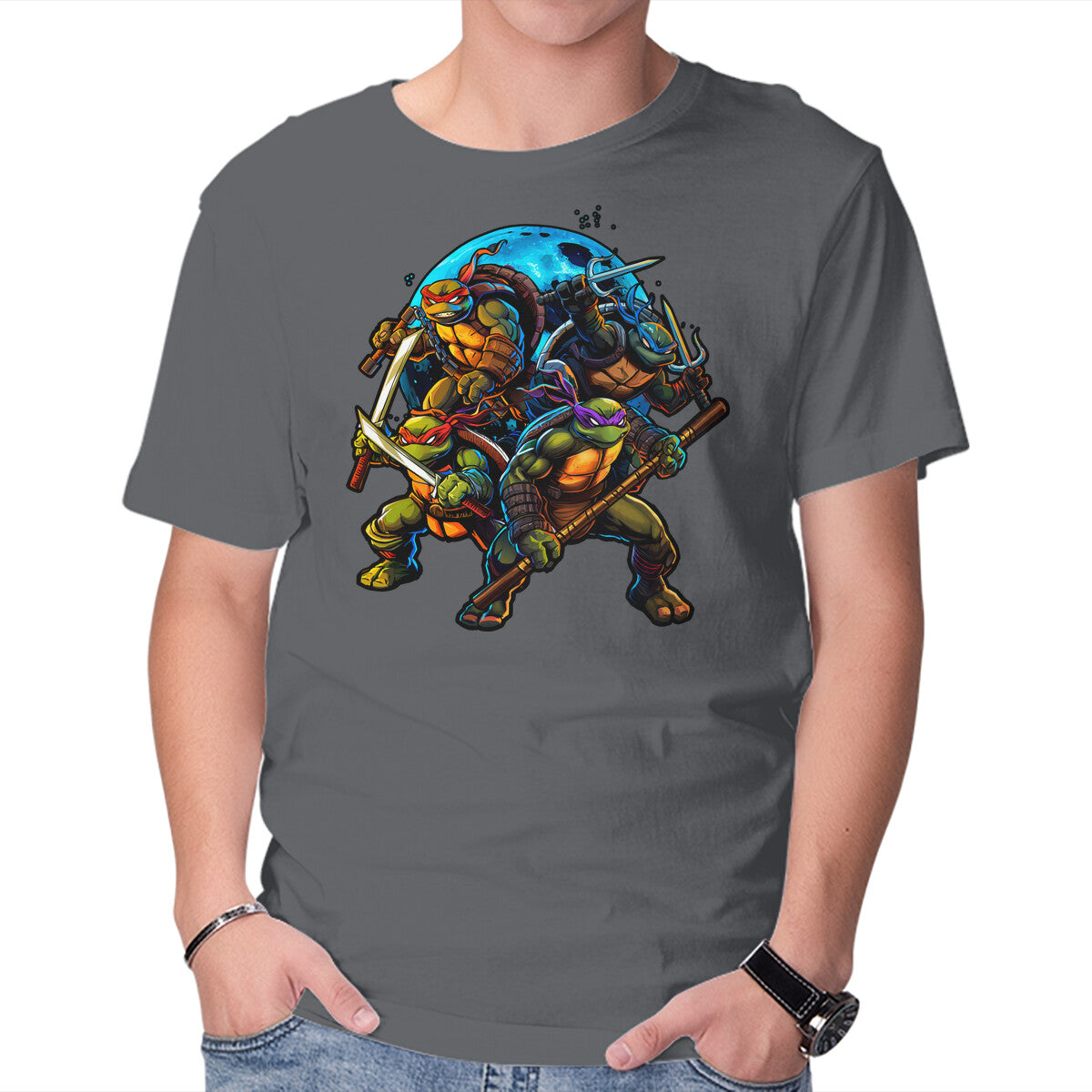Classic Ninjas Graphic T-Shirt in charcoal, product display