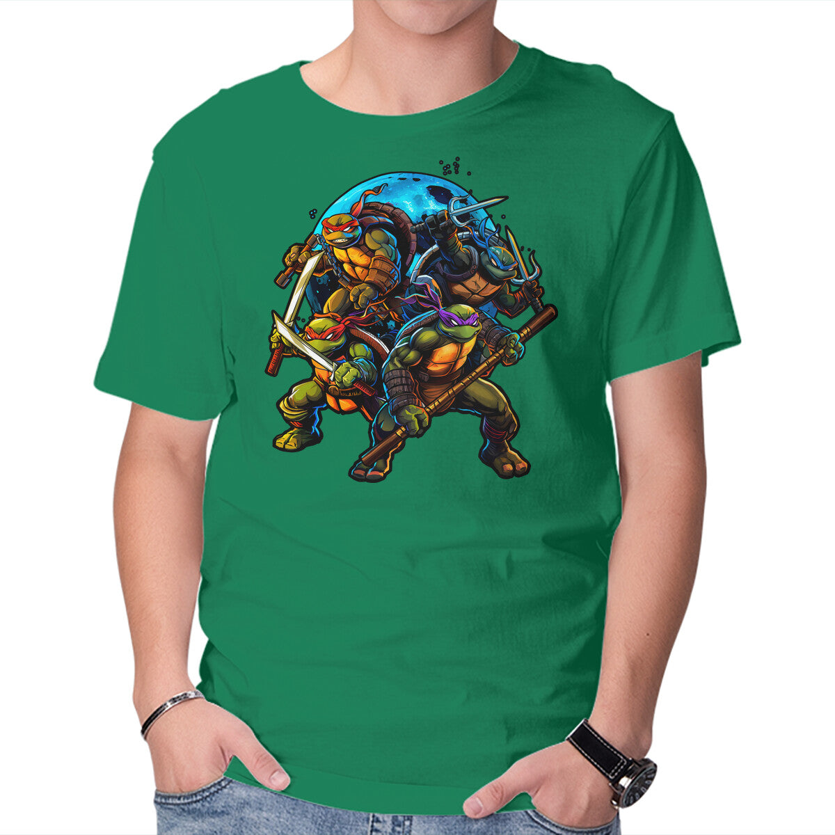 Classic Ninjas Graphic T-Shirt in green, product display