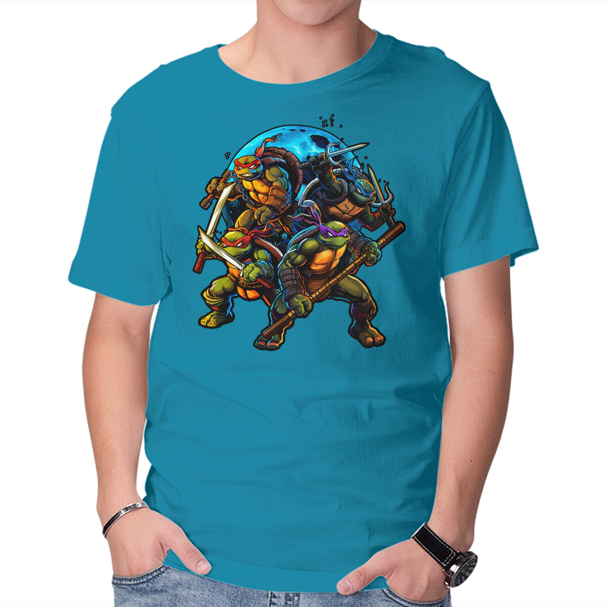 Classic Ninjas Graphic T-Shirt in turquoise, product display