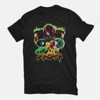 Duel Between Ladies – Gaming Graphic T-Shirt in black, flat-lay product view