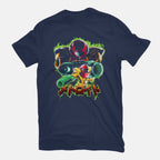 Duel Between Ladies – Gaming Graphic T-Shirt in navy, flat-lay product view