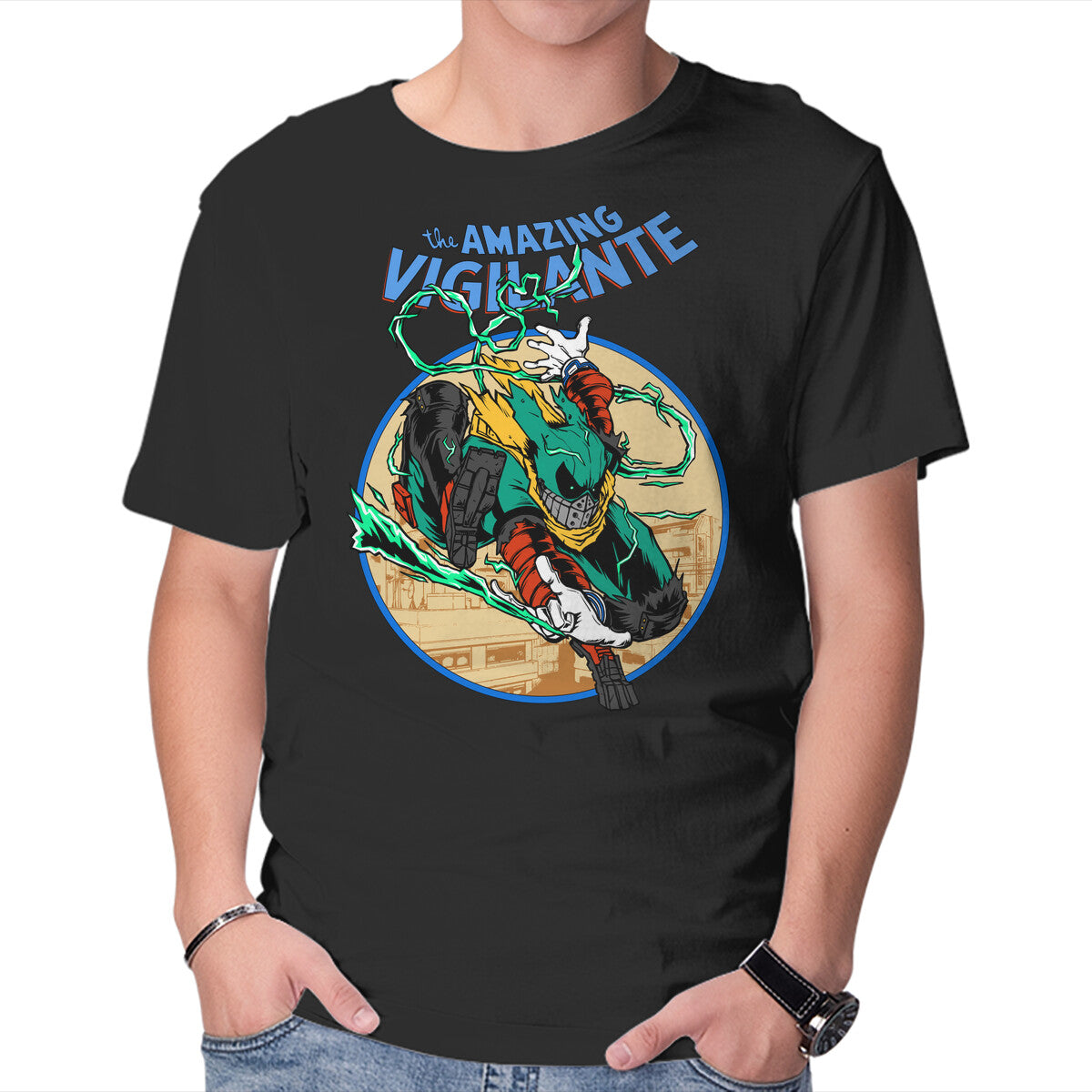 The Amazing Vigilante – Anime Graphic T-Shirt in black, product display