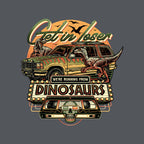 Running From Dinosaurs – Movie Graphic T-Shirt design artwork for charcoal graphic T-shirt
