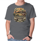 Running From Dinosaurs – Movie Graphic T-Shirt in charcoal, product display