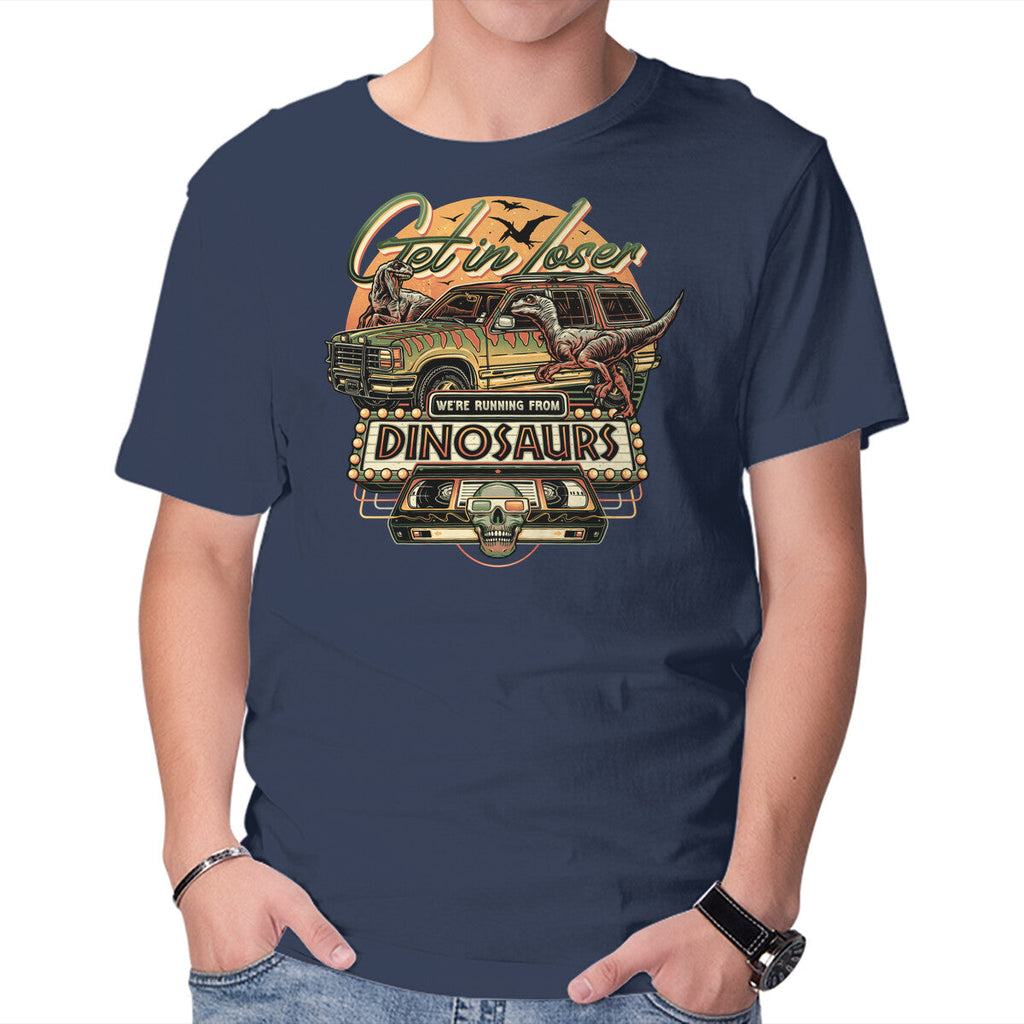 Running From Dinosaurs – Movie Graphic T-Shirt in navy, product display