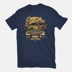 Running From Dinosaurs – Movie Graphic T-Shirt in navy, flat-lay product view