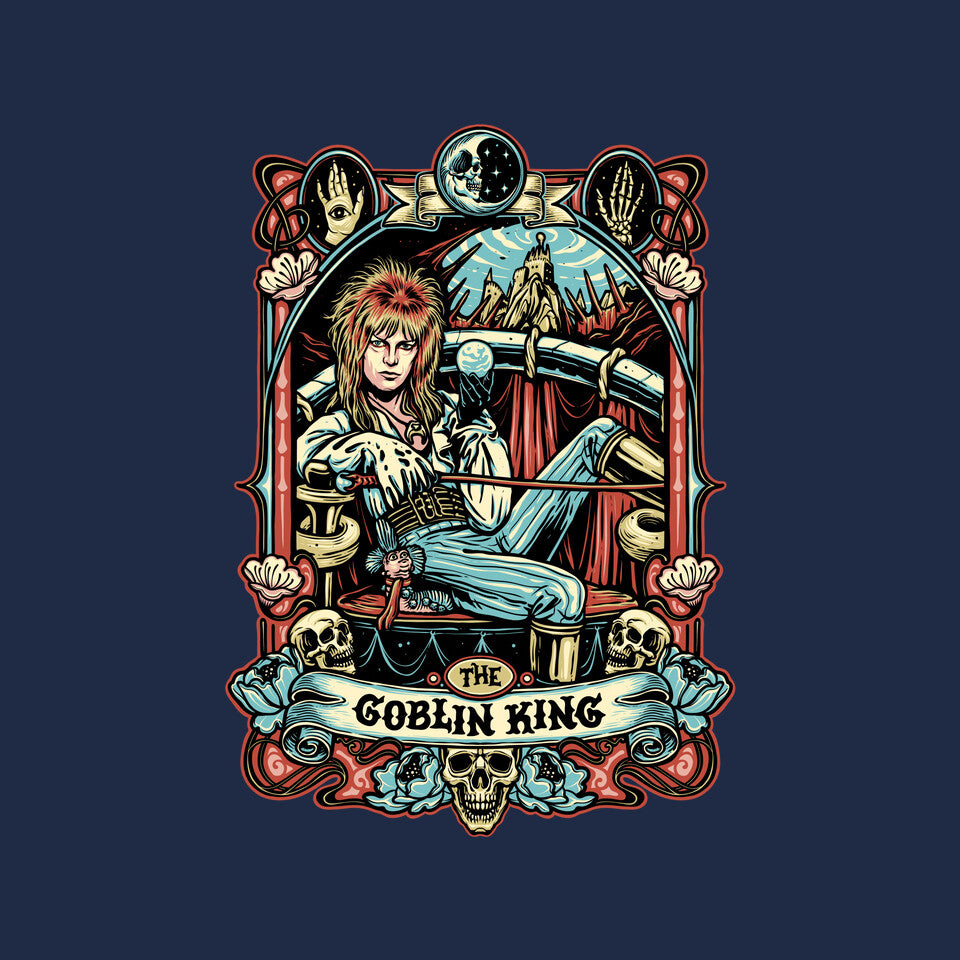 The Goblin King – Fantasy Graphic T-Shirt design artwork for navy graphic T-shirt