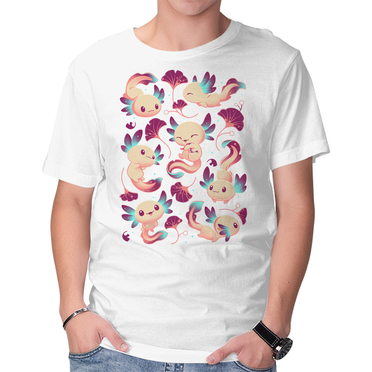 Axolotl Wonders – Animal Graphic T-Shirt in white, product display