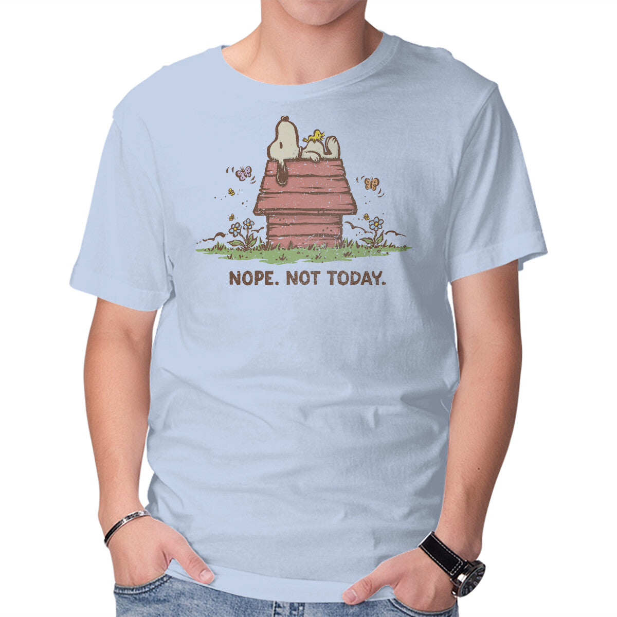 Nope Not Today – Dog Graphic T-Shirt in blue, product display