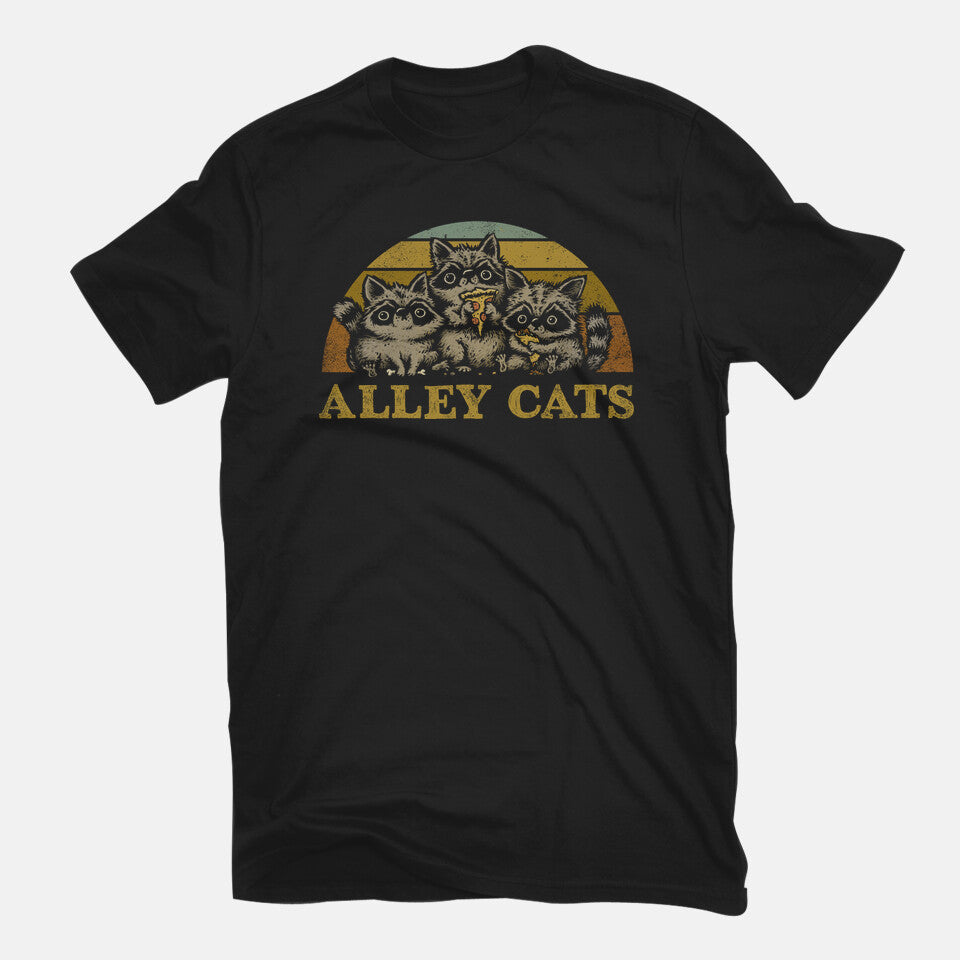 Alley Cats – Animal Graphic T-Shirt in black, flat-lay product view