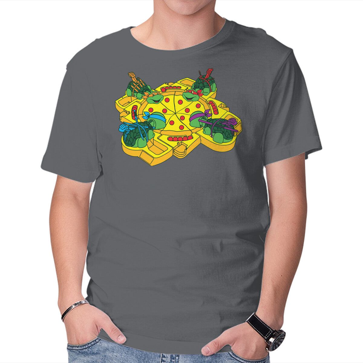 Hungry Hungry Turtles – Gaming Graphic T-Shirt in charcoal, product display