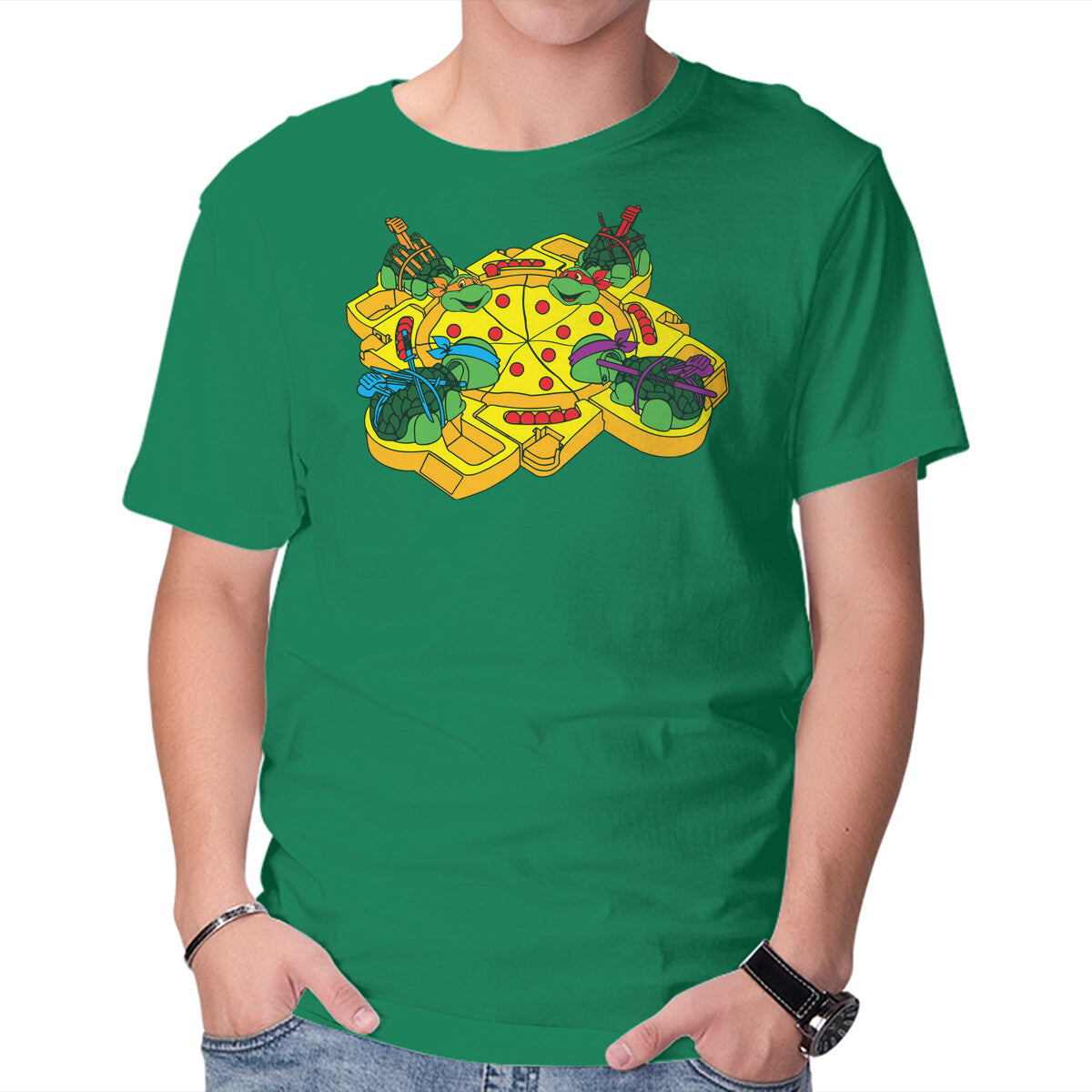 Hungry Hungry Turtles – Gaming Graphic T-Shirt in green, product display