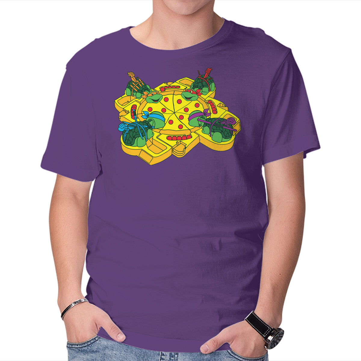 Hungry Hungry Turtles – Gaming Graphic T-Shirt in purple, product display