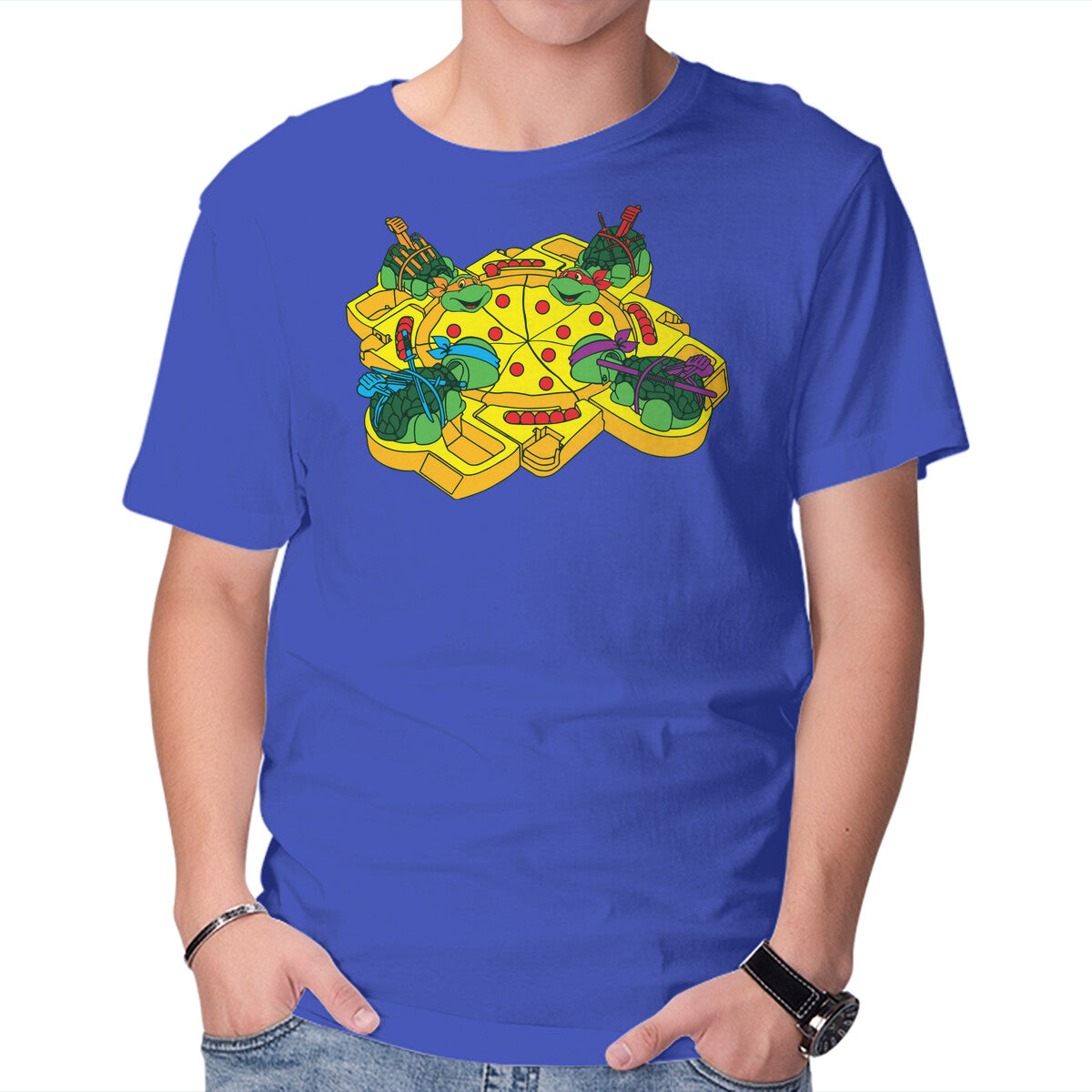 Hungry Hungry Turtles – Gaming Graphic T-Shirt in royal blue, product display