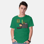 Model wearing green Boxing Nuts – Movie Graphic T-Shirt
