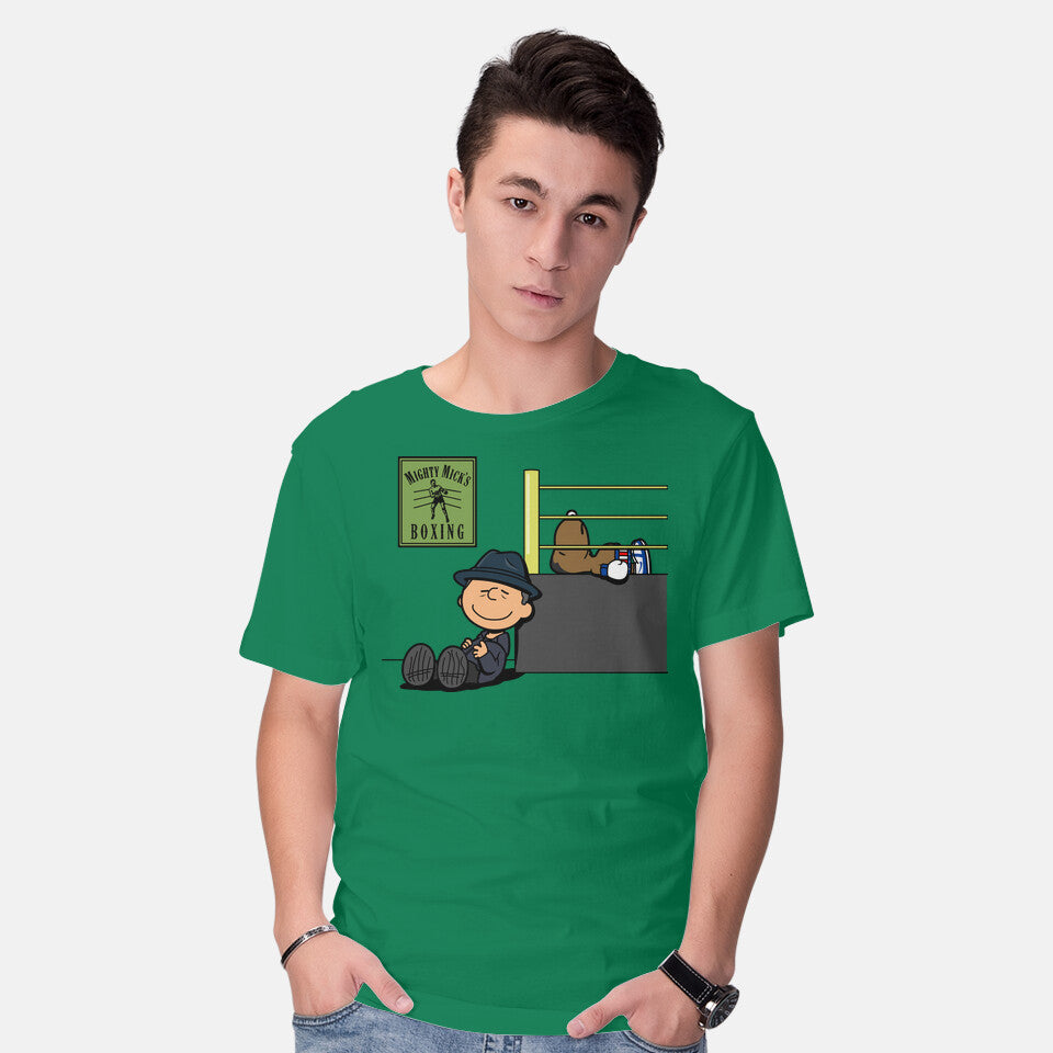 Model wearing green Boxing Nuts – Movie Graphic T-Shirt