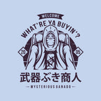 The Merchant – Halloween Graphic T-Shirt design artwork for blue graphic T-shirt