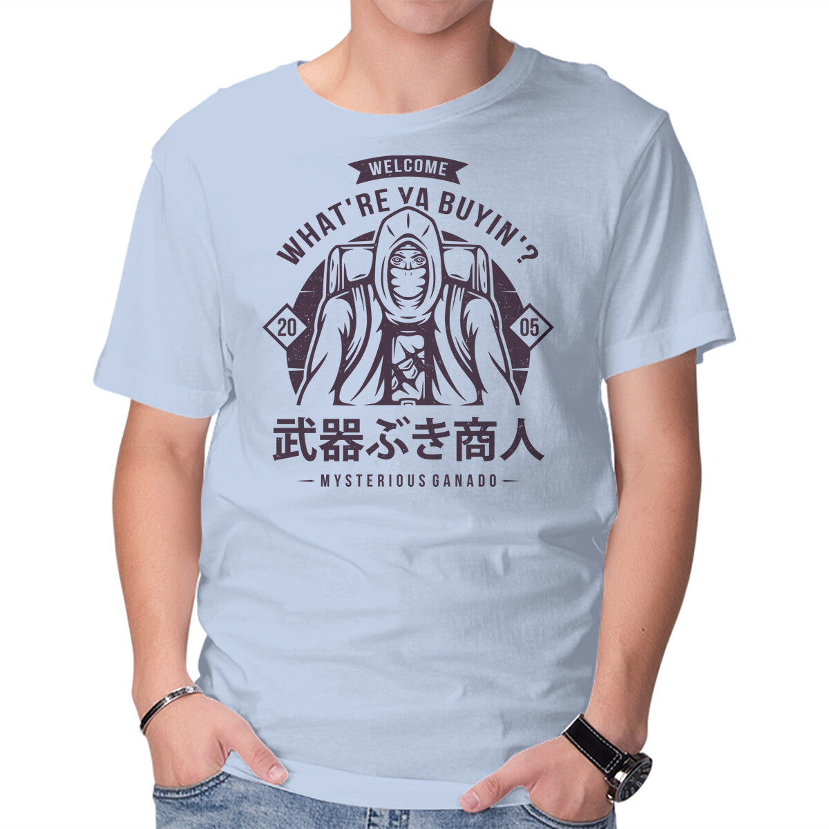 The Merchant – Halloween Graphic T-Shirt in blue, product display