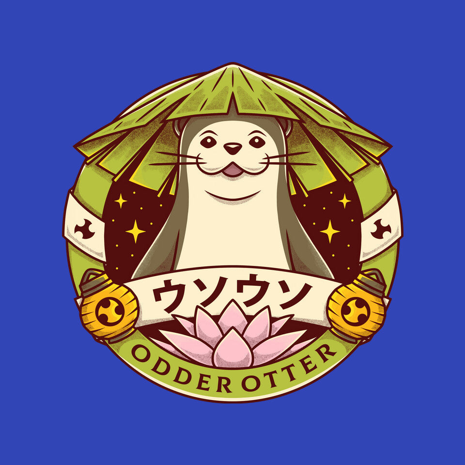 Odder Otter – Gaming Graphic T-Shirt design artwork for royal blue graphic T-shirt