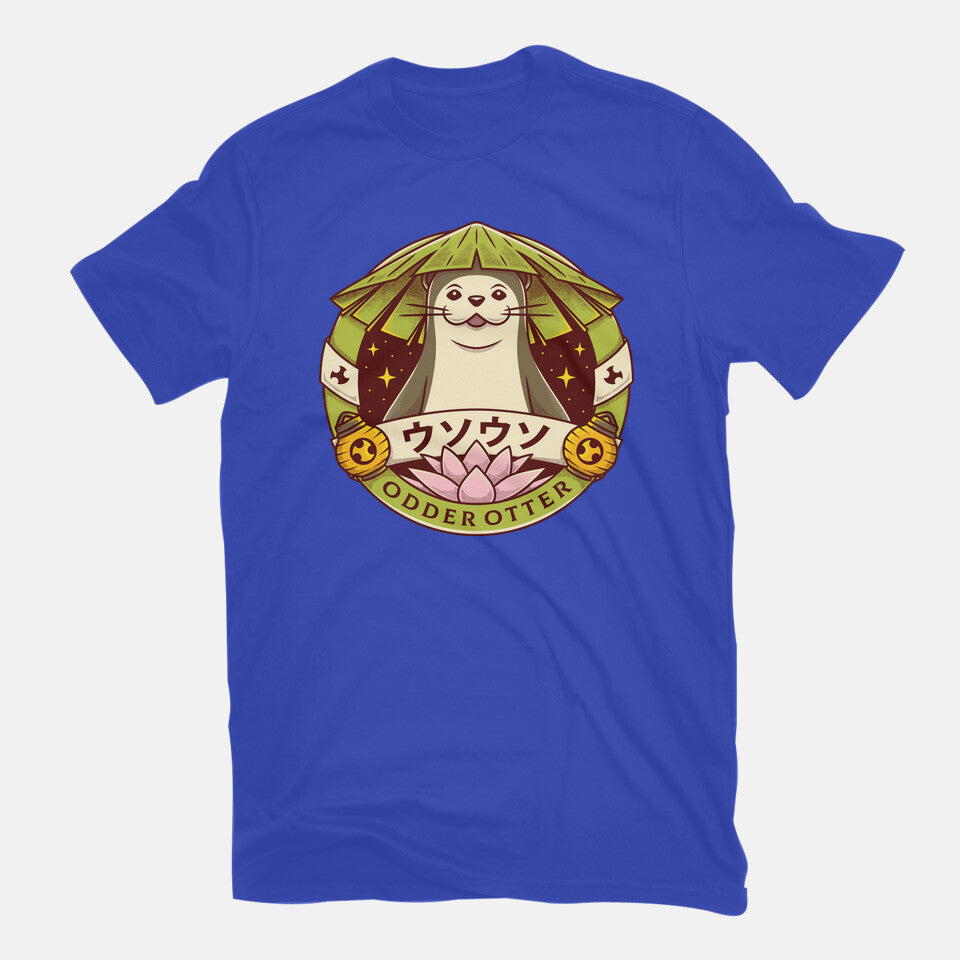 Odder Otter – Gaming Graphic T-Shirt in royal blue, flat-lay product view