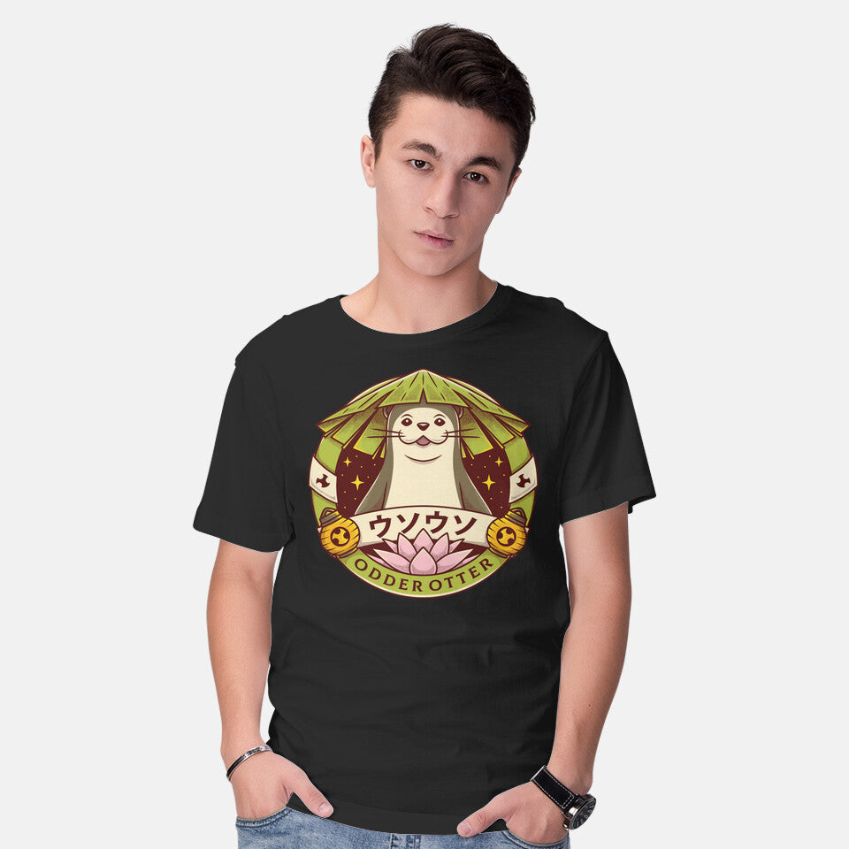 Model wearing black Odder Otter – Gaming Graphic T-Shirt
