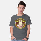 Model wearing charcoal Odder Otter – Gaming Graphic T-Shirt
