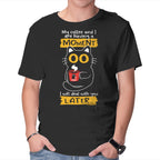 Coffee Moment – Cat Graphic T-Shirt in black, product display