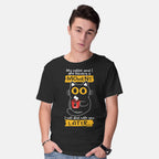 Model wearing black Coffee Moment – Cat Graphic T-Shirt