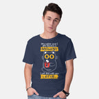 Model wearing navy Coffee Moment – Cat Graphic T-Shirt